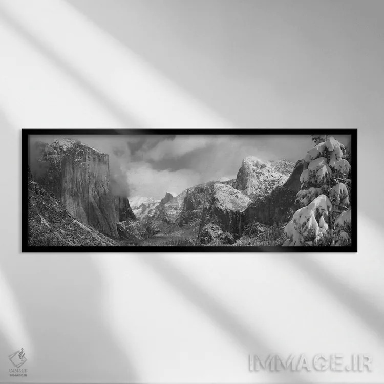 تابلو دکوراتیو Tunnel View, El Capitan, Half Dome, Bridal Veil, Yosemi… اثر پانورامیک ایمجز - نمای قابدار مشکی