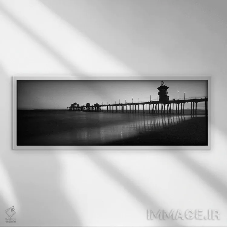 تابلو دکوراتیو Huntington Beach Pier, Huntington Beach, Orange County… اثر پانورامیک ایمجز - نمای قابدار سفید