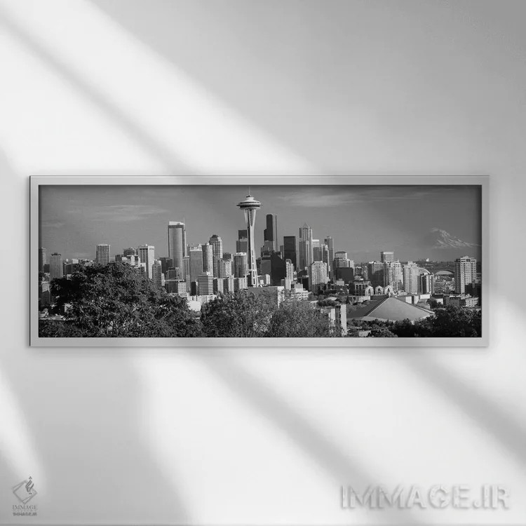 تابلو دکوراتیو Space Needle, Seattle, King County, Washington State, U… اثر پانورامیک ایمجز - نمای قابدار سفید