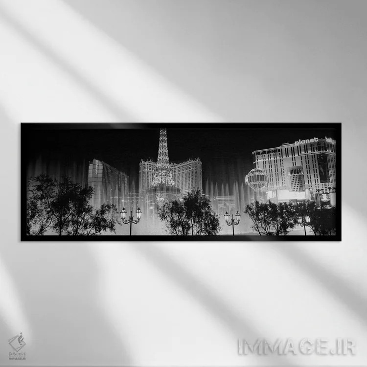 تابلو دکوراتیو The Strip, Las Vegas, Nevada, USA" - "هتل ها در یک شهر… اثر پانورامیک ایمجز - نمای قابدار مشکی