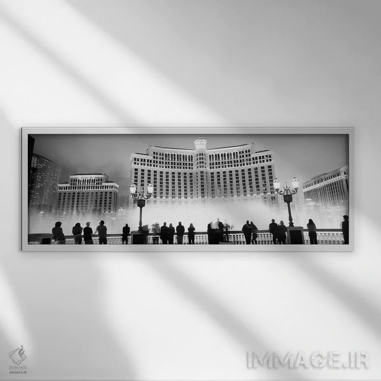 تابلو دکوراتیو Bellagio Resort And Casino, The Strip, Las Vegas, Nevad… اثر پانورامیک ایمجز - نمای قابدار سفید