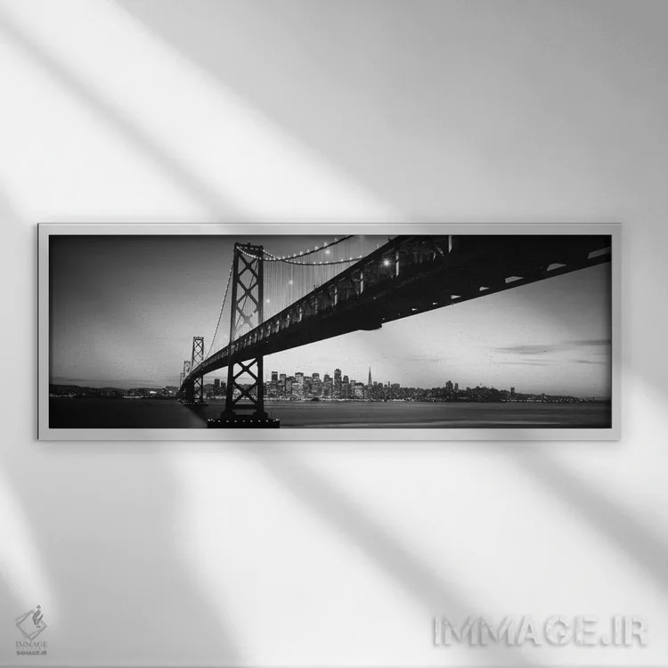 تابلو دکوراتیو Bay Bridge, San Francisco Bay, San Francisco, Californi… اثر پانورامیک ایمجز - نمای قابدار سفید