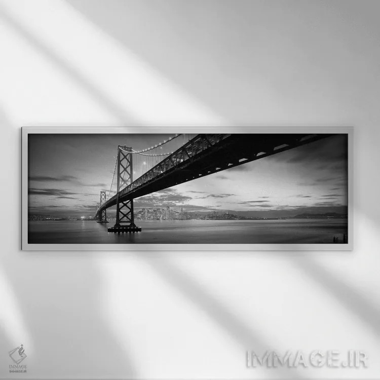 تابلو دکوراتیو Bay Bridge, San Francisco, California, USA" - "شفق، پل… اثر پانورامیک ایمجز - نمای قابدار سفید