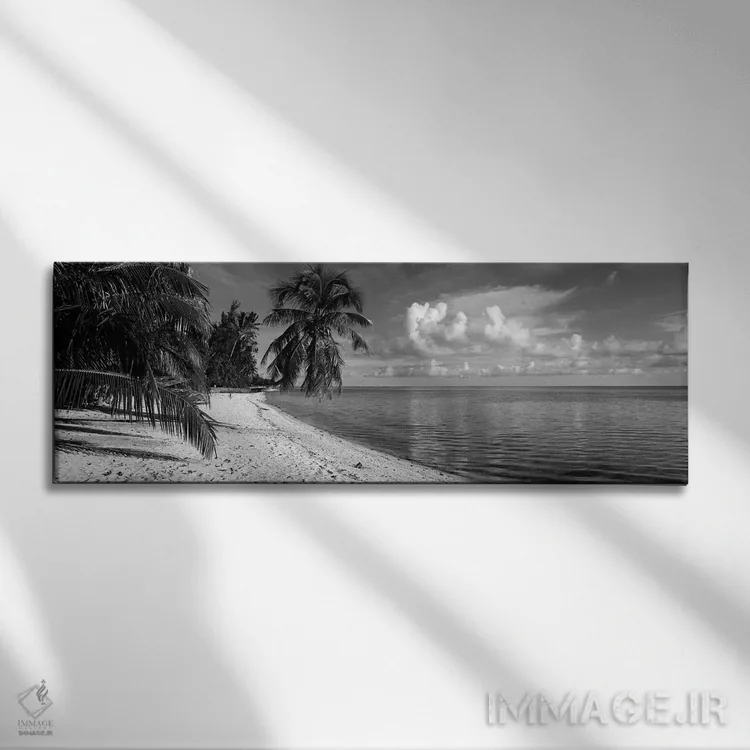 تابلو دکوراتیو درختان نخل در ساحل، ساحل ماتیره، بورابورا، پلی نزی فران… اثر پانورامیک ایمجز - نمای روبهرو روی دیوار