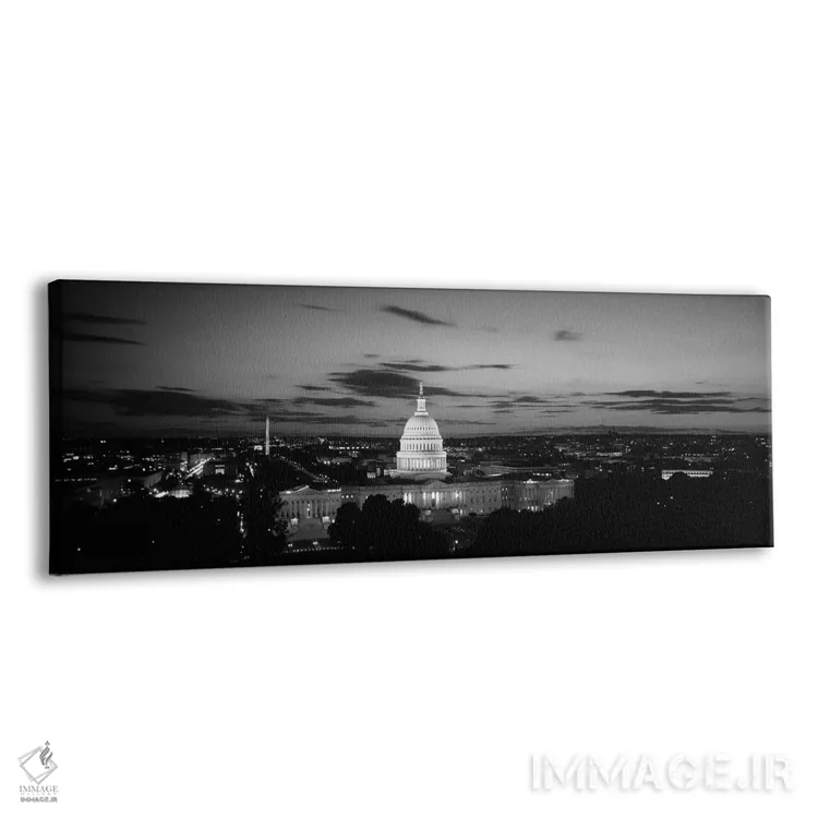 تابلو دکوراتیو ساختمان دولتی روشن شده در شب، ساختمان کنگره ایالات متحد… اثر پانورامیک ایمجز - نمای پرسپکتیو محصول
