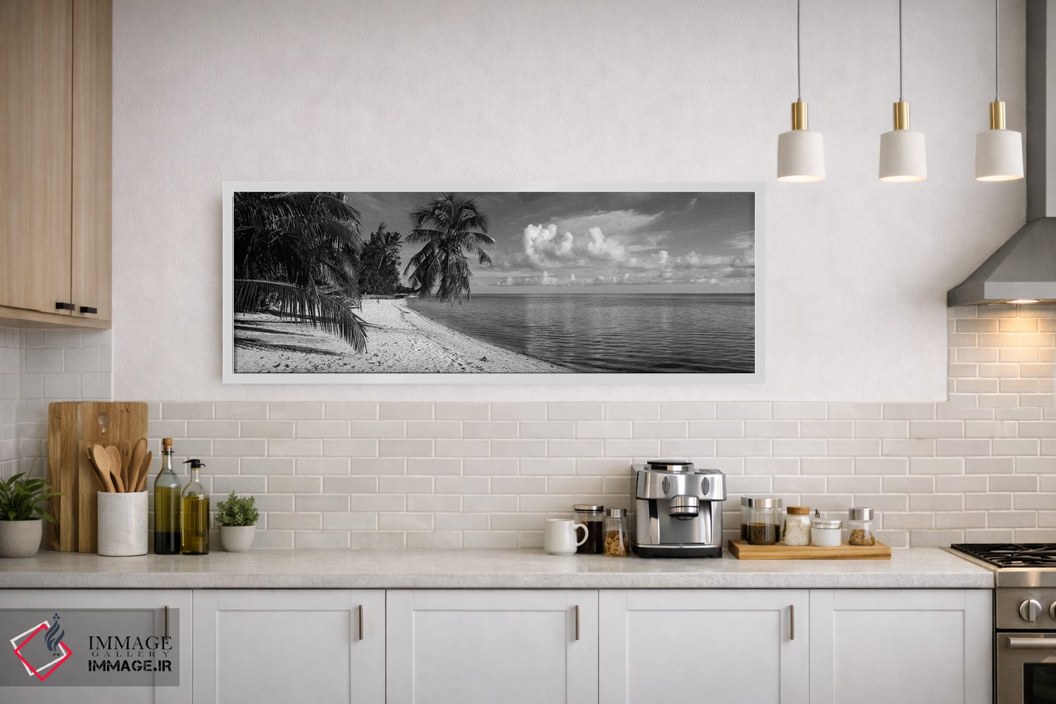 تابلو دکوراتیو درختان نخل در ساحل، ساحل ماتیره، بورابورا، پلی نزی فران… اثر پانورامیک ایمجز - D1W