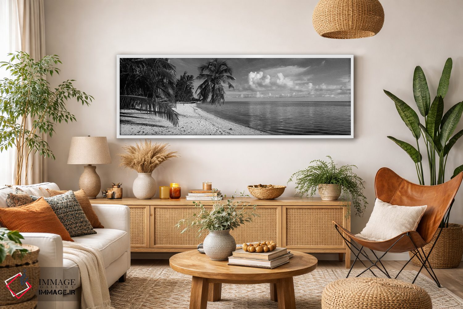 تابلو دکوراتیو درختان نخل در ساحل، ساحل ماتیره، بورابورا، پلی نزی فران… اثر پانورامیک ایمجز - D3W