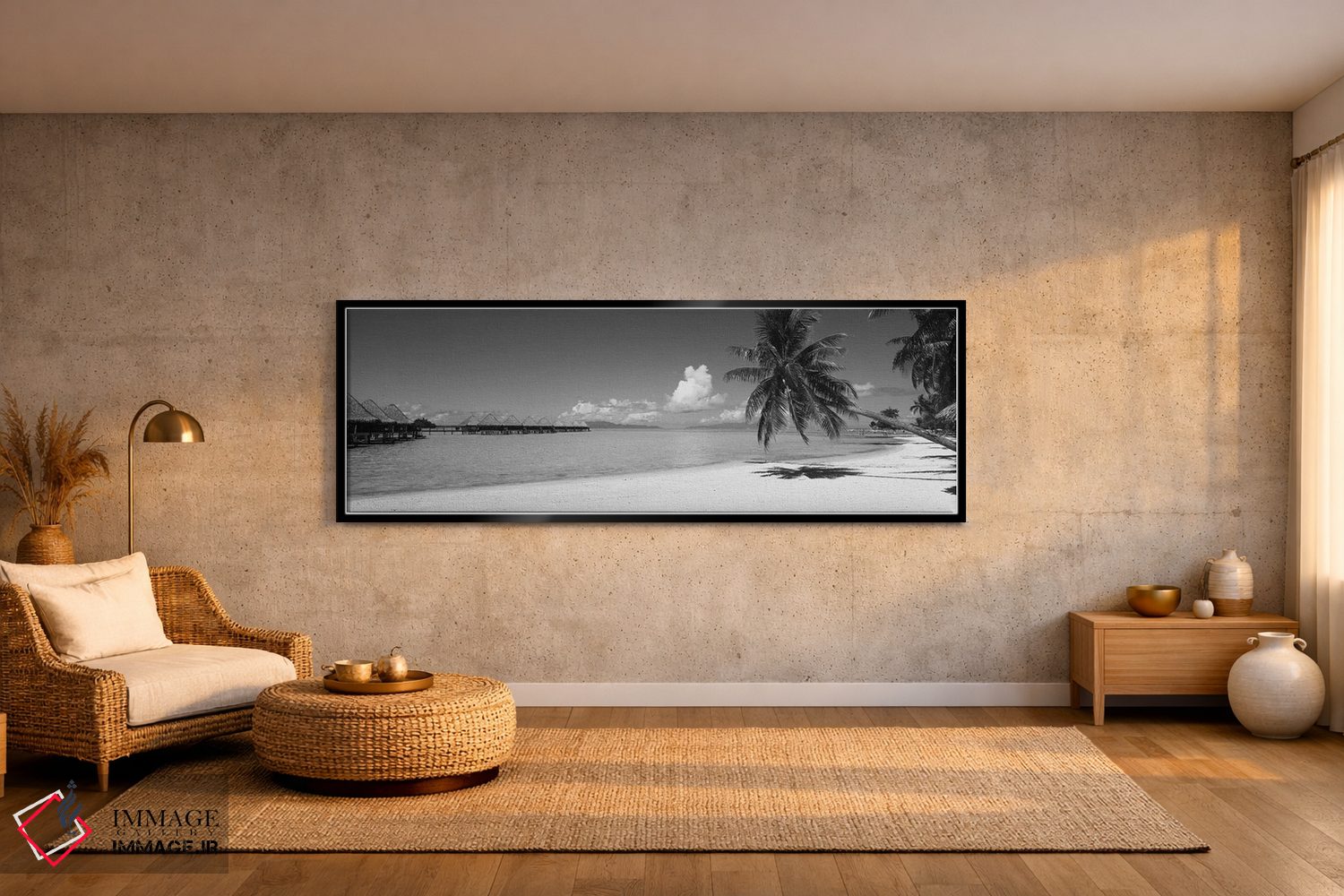 تابلو دکوراتیو درخت نخل روی ساحل، ساحل موانا، بورابورا، تاهیتی، پلی نز… اثر پانورامیک ایمجز - D2B