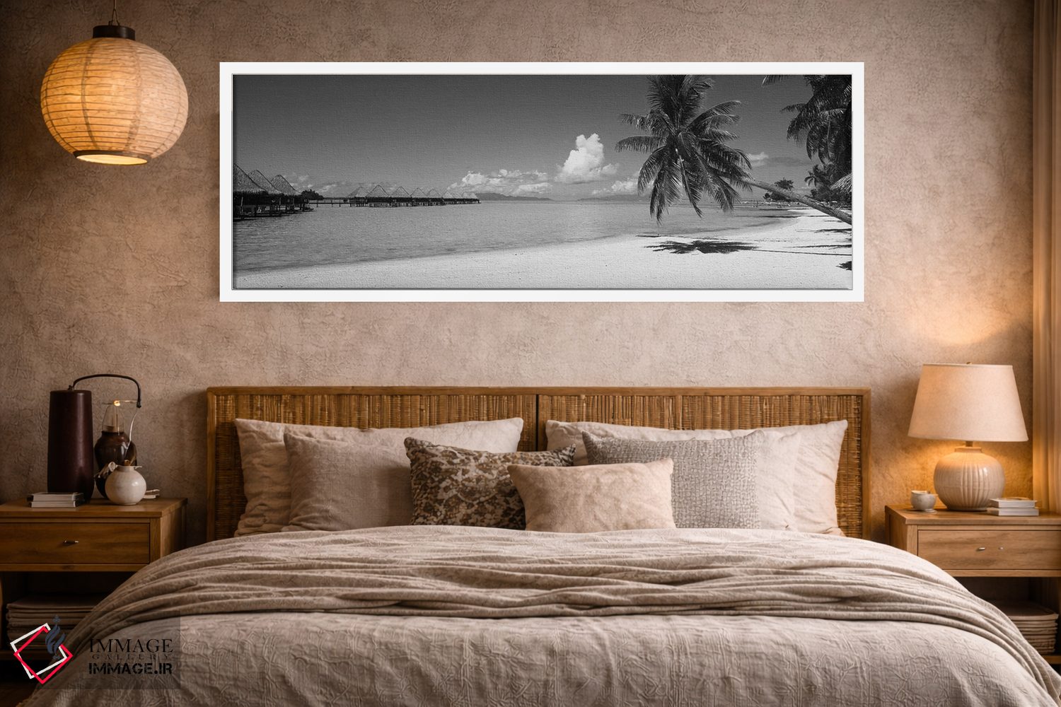 تابلو دکوراتیو درخت نخل روی ساحل، ساحل موانا، بورابورا، تاهیتی، پلی نز… اثر پانورامیک ایمجز - D4W
