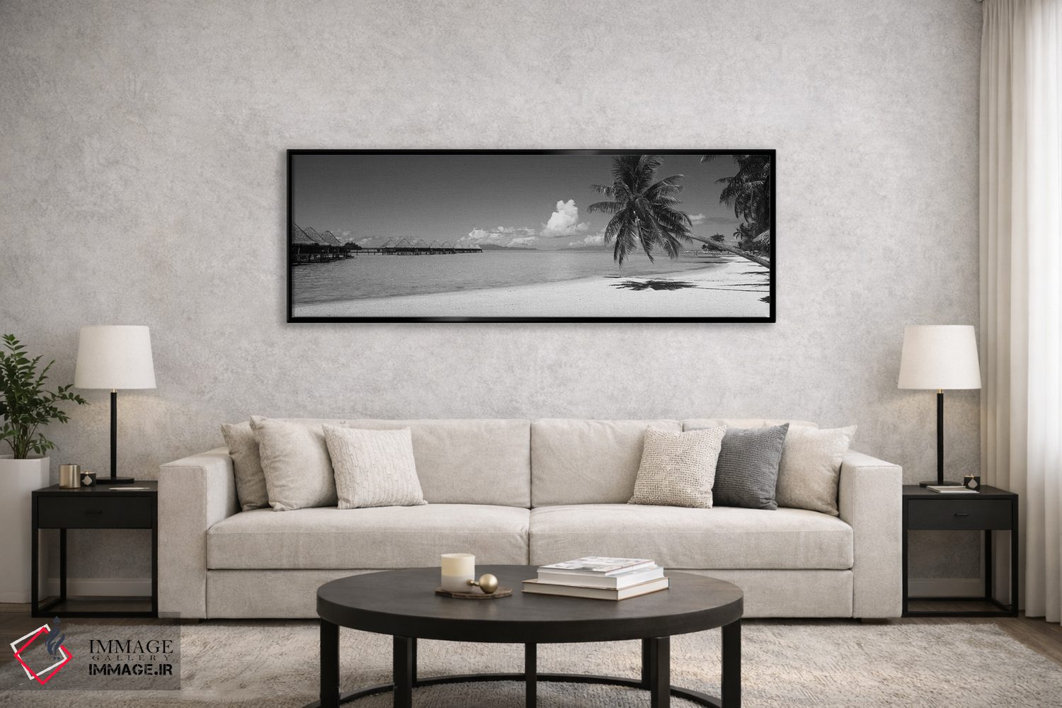 تابلو دکوراتیو درخت نخل روی ساحل، ساحل موانا، بورابورا، تاهیتی، پلی نز… اثر پانورامیک ایمجز - D6B