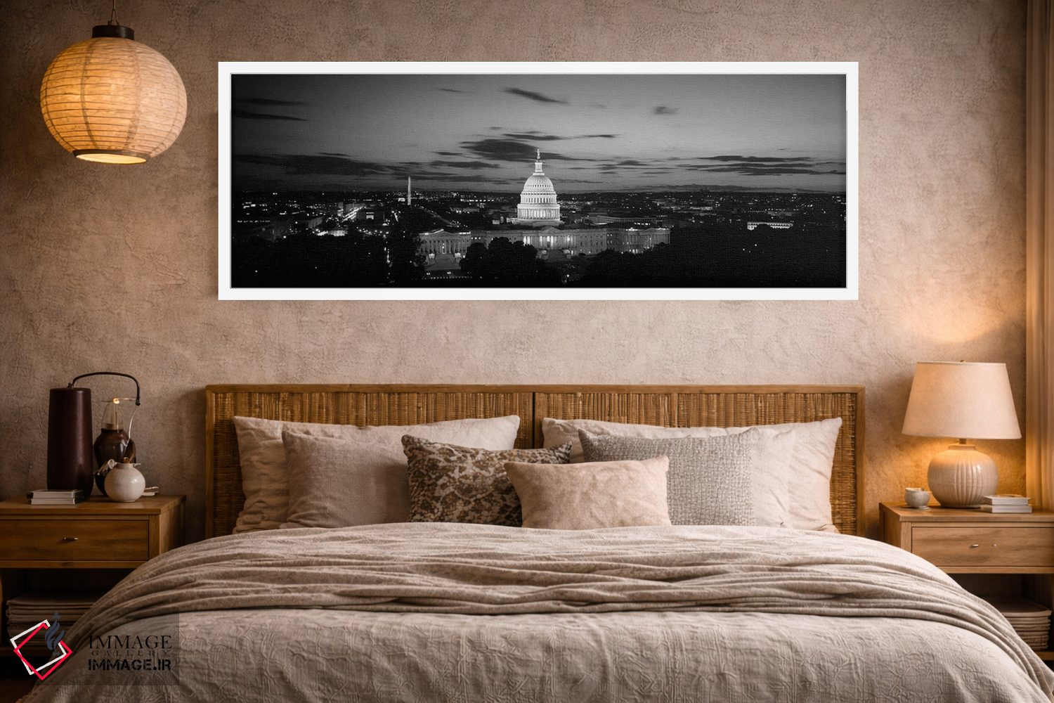 تابلو دکوراتیو ساختمان دولتی روشن شده در شب، ساختمان کنگره ایالات متحد… اثر پانورامیک ایمجز - D4W