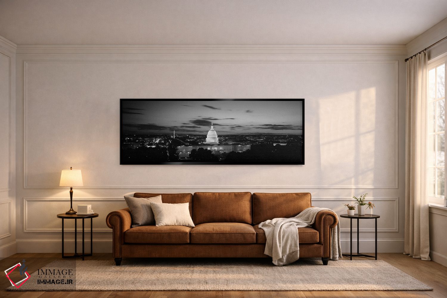 تابلو دکوراتیو ساختمان دولتی روشن شده در شب، ساختمان کنگره ایالات متحد… اثر پانورامیک ایمجز - D6B