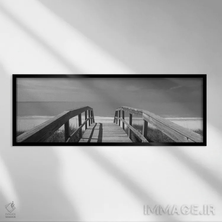 تابلو دکوراتیو مسیر پیاده روی ساحلی در سیاه و سفید، جزیره گاسپاریا، فل… اثر پانورامیک ایمجز - نمای قابدار مشکی