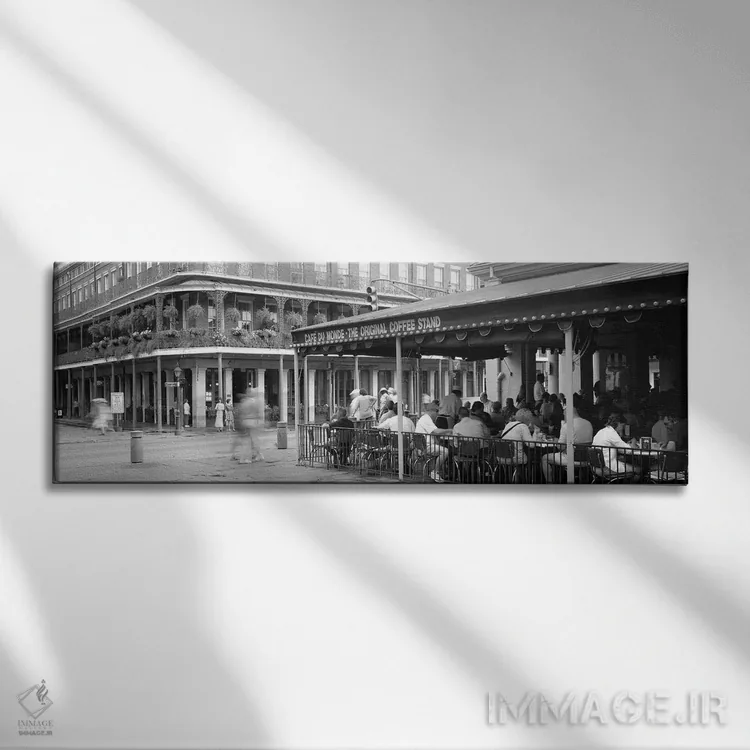 تابلو دکوراتیو کافه دو موند، محله فرانسه، نیو اورلئان، لوئیزیانا، ایال… اثر پانورامیک ایمجز - نمای روبهرو روی دیوار