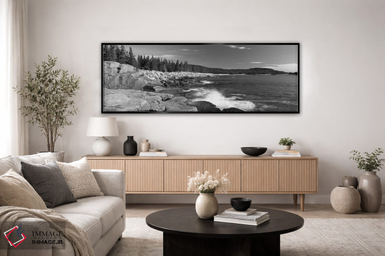 تابلو دکوراتیو امواج شکسته شده روی صخره ها در ساحل، پارک ملی آکادیا، ش… اثر پانورامیک ایمجز - D5B