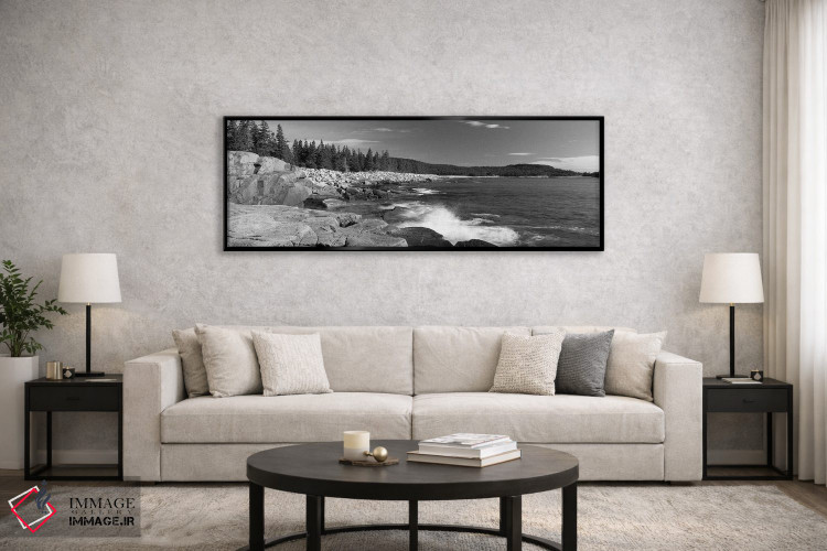 تابلو دکوراتیو امواج شکسته شده روی صخره ها در ساحل، پارک ملی آکادیا، ش… اثر پانورامیک ایمجز - D6B