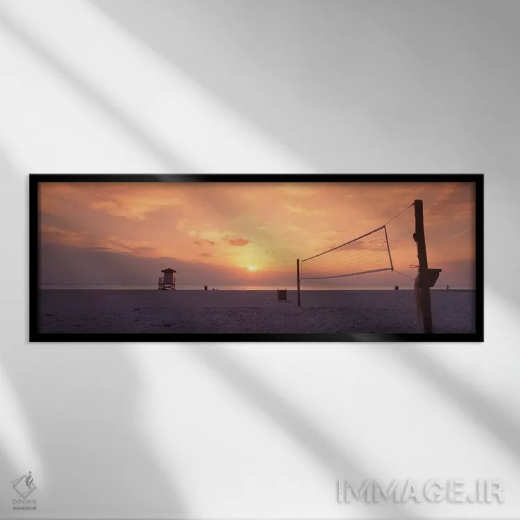 تابلو دکوراتیو غروب خورشید بر فراز ساحل، خلیج مکزیک، ساحل ونیز، ونیز… اثر پانورامیک ایمجز - نمای قابدار مشکی