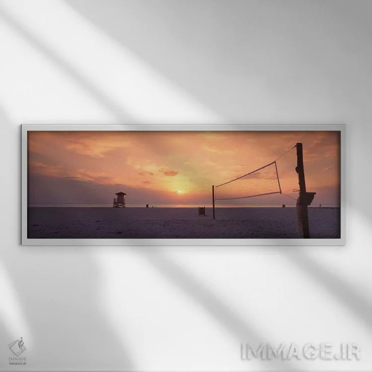 تابلو دکوراتیو غروب خورشید بر فراز ساحل، خلیج مکزیک، ساحل ونیز، ونیز… اثر پانورامیک ایمجز - نمای قابدار سفید