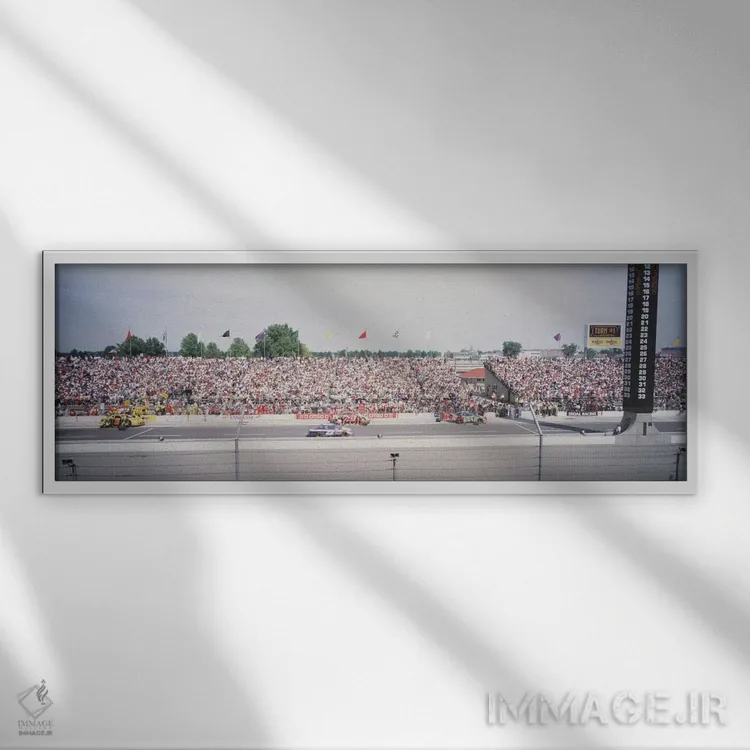 تابلو دکوراتیو جاده پیت، پیست اتومبیل رانی اینباوراپولیس موتور اسپیدوی… اثر پانورامیک ایمجز - نمای قابدار سفید