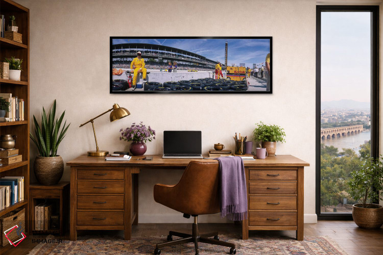 تابلو دکوراتیو رانندگان خودروهای موتوری در حال آماده شدن برای مسابقه… اثر پانورامیک ایمجز - D2B