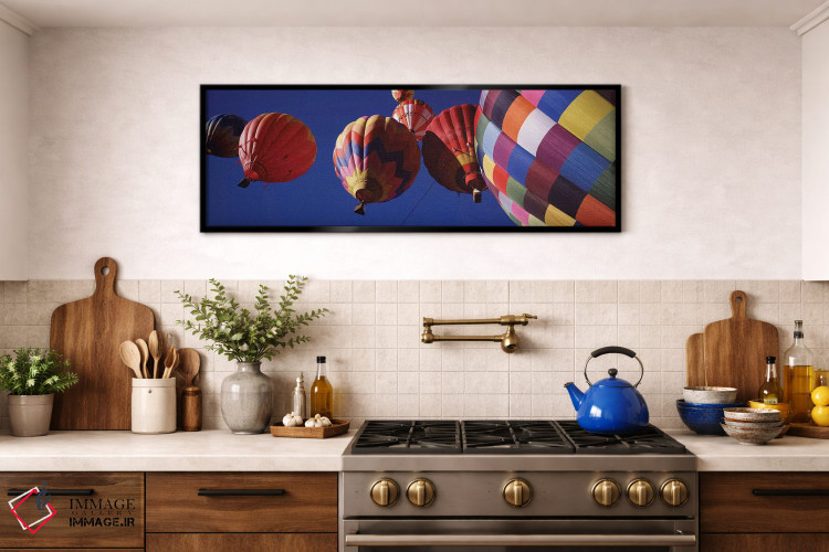 تابلو دکوراتیو نمای کم زاویه از بالن های هوای گرم در آسمان، کلرادو، ای… اثر پانورامیک ایمجز - D1B