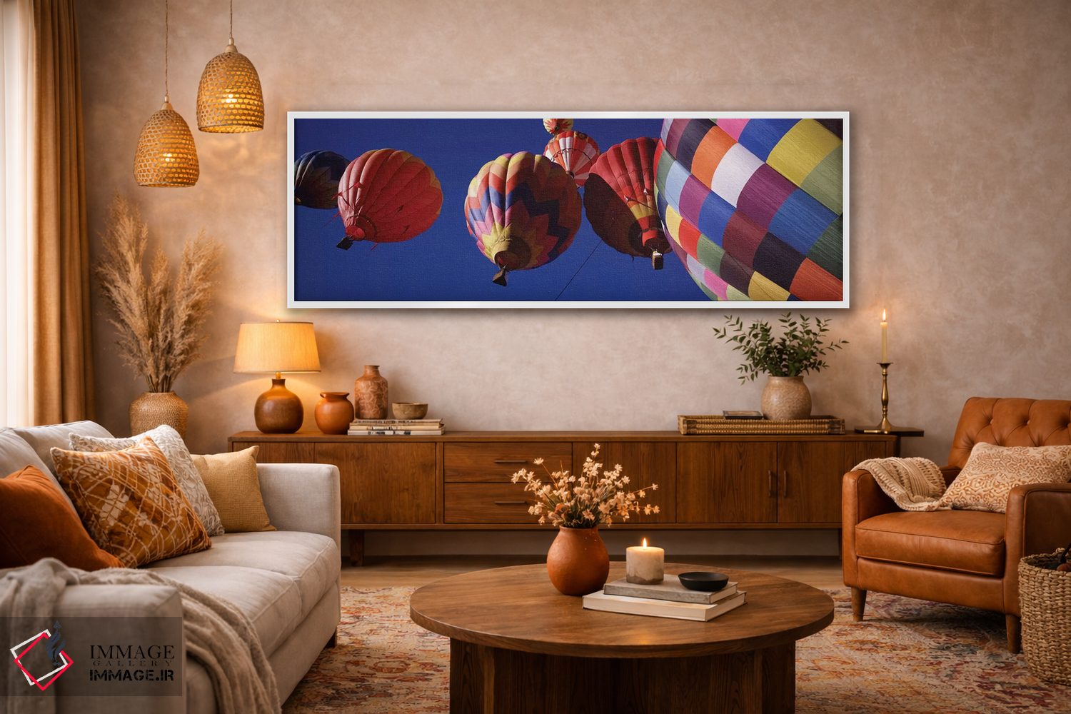 تابلو دکوراتیو نمای کم زاویه از بالن های هوای گرم در آسمان، کلرادو، ای… اثر پانورامیک ایمجز - D4W