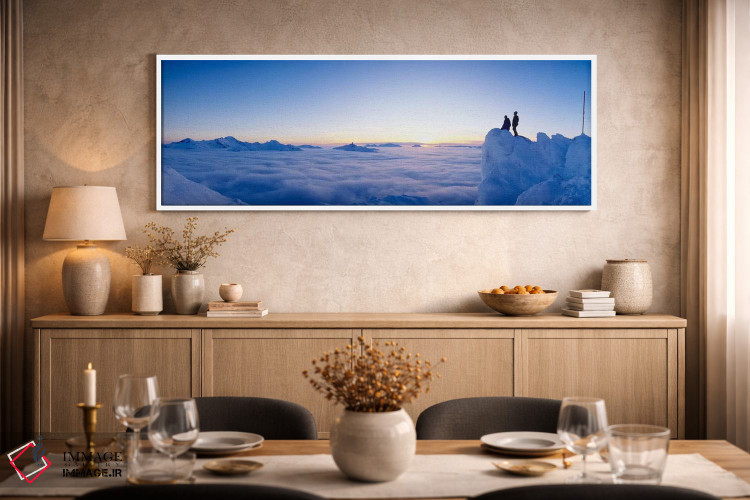 تابلو دکوراتیو کوهنوردانی که به چشم انداز ابرها در کوه ویستلر، بریتیش… اثر پانورامیک ایمجز - D2W