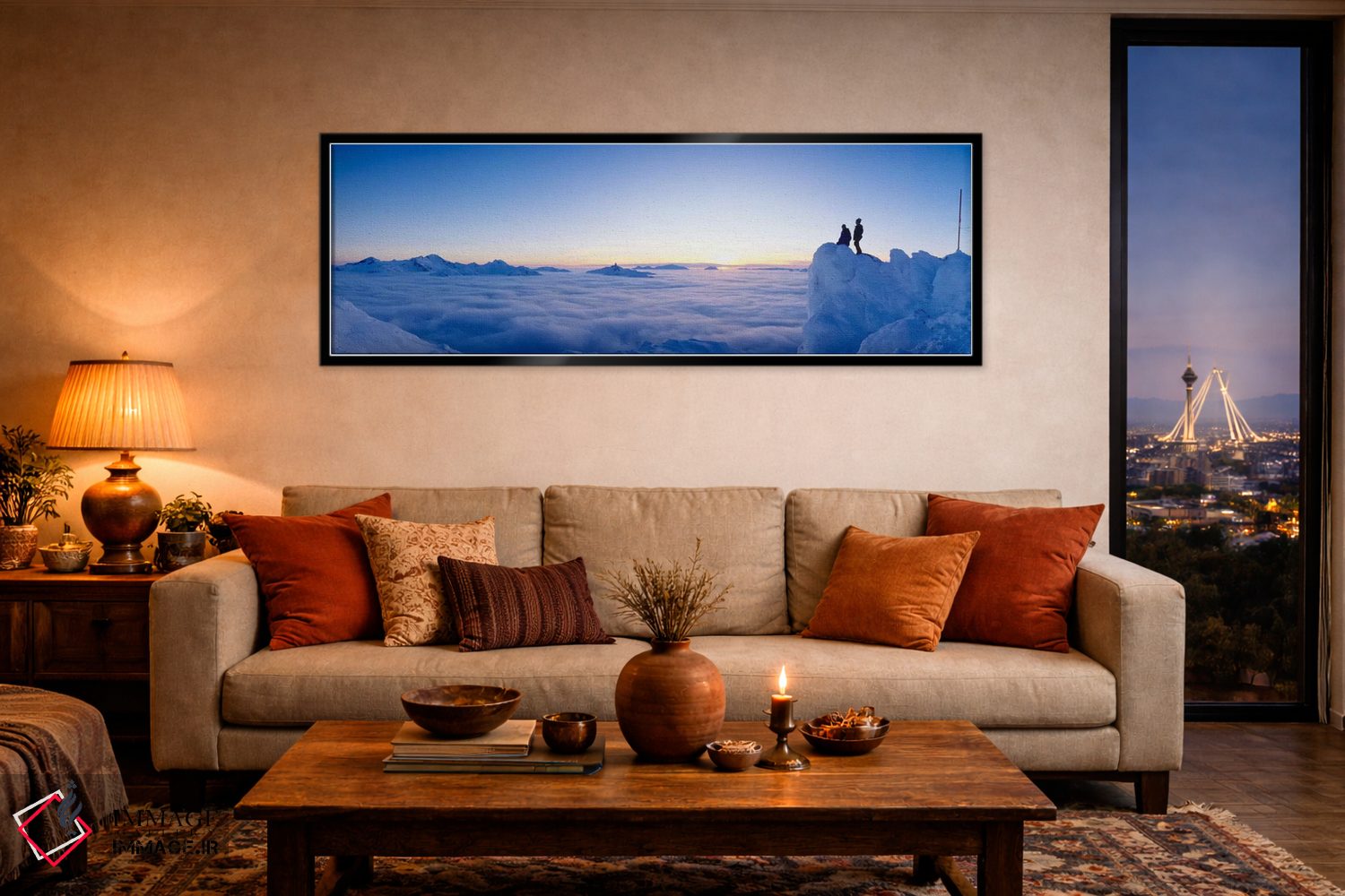 تابلو دکوراتیو کوهنوردانی که به چشم انداز ابرها در کوه ویستلر، بریتیش… اثر پانورامیک ایمجز - D5B