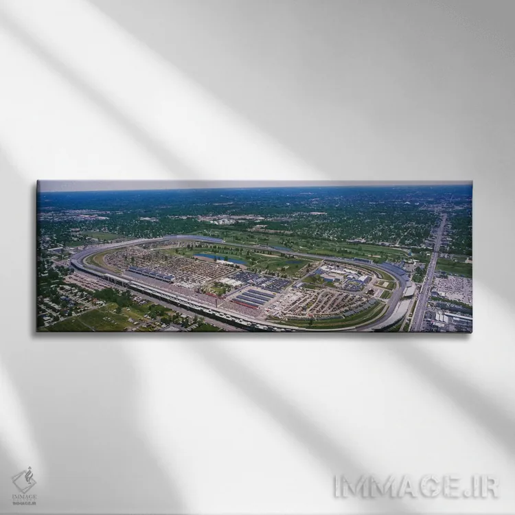 تابلو دکوراتیو نمای هوایی، پیست اتومبیل رانی اینباوراپولیس موتور اسپیدو… اثر پانورامیک ایمجز - نمای روبهرو روی دیوار