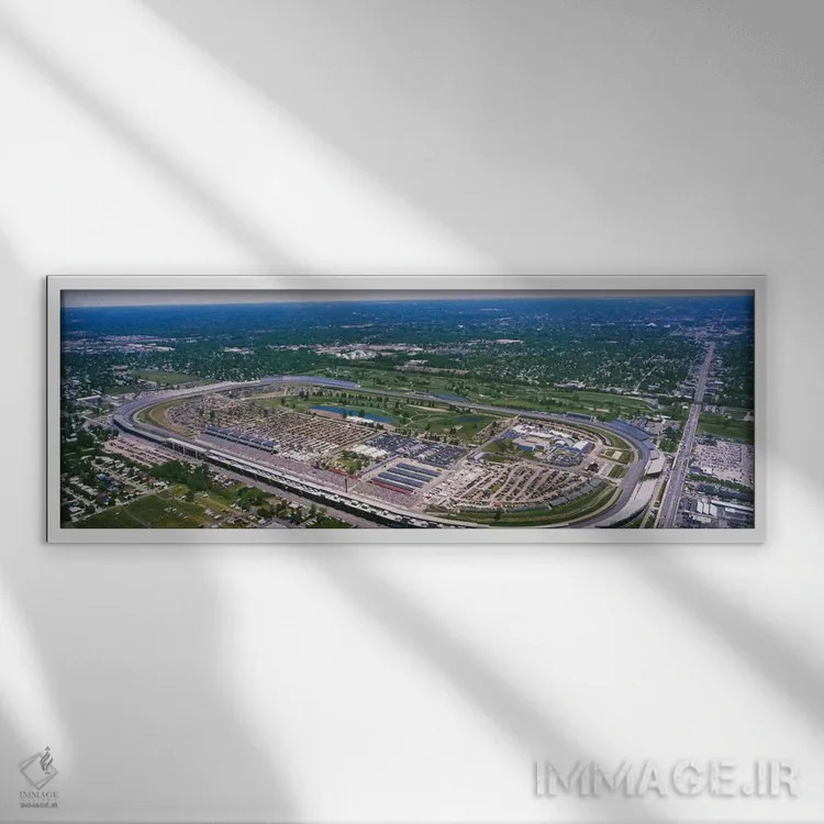 تابلو دکوراتیو نمای هوایی، پیست اتومبیل رانی اینباوراپولیس موتور اسپیدو… اثر پانورامیک ایمجز - نمای قابدار سفید