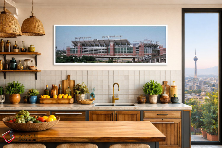 تابلو دکوراتیو تراموای کابلی که از کنار استادیوم می گذرد، استادیوم بان… اثر پانورامیک ایمجز - D1W