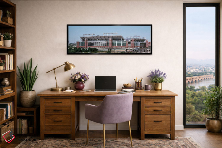تابلو دکوراتیو تراموای کابلی که از کنار استادیوم می گذرد، استادیوم بان… اثر پانورامیک ایمجز - D2B