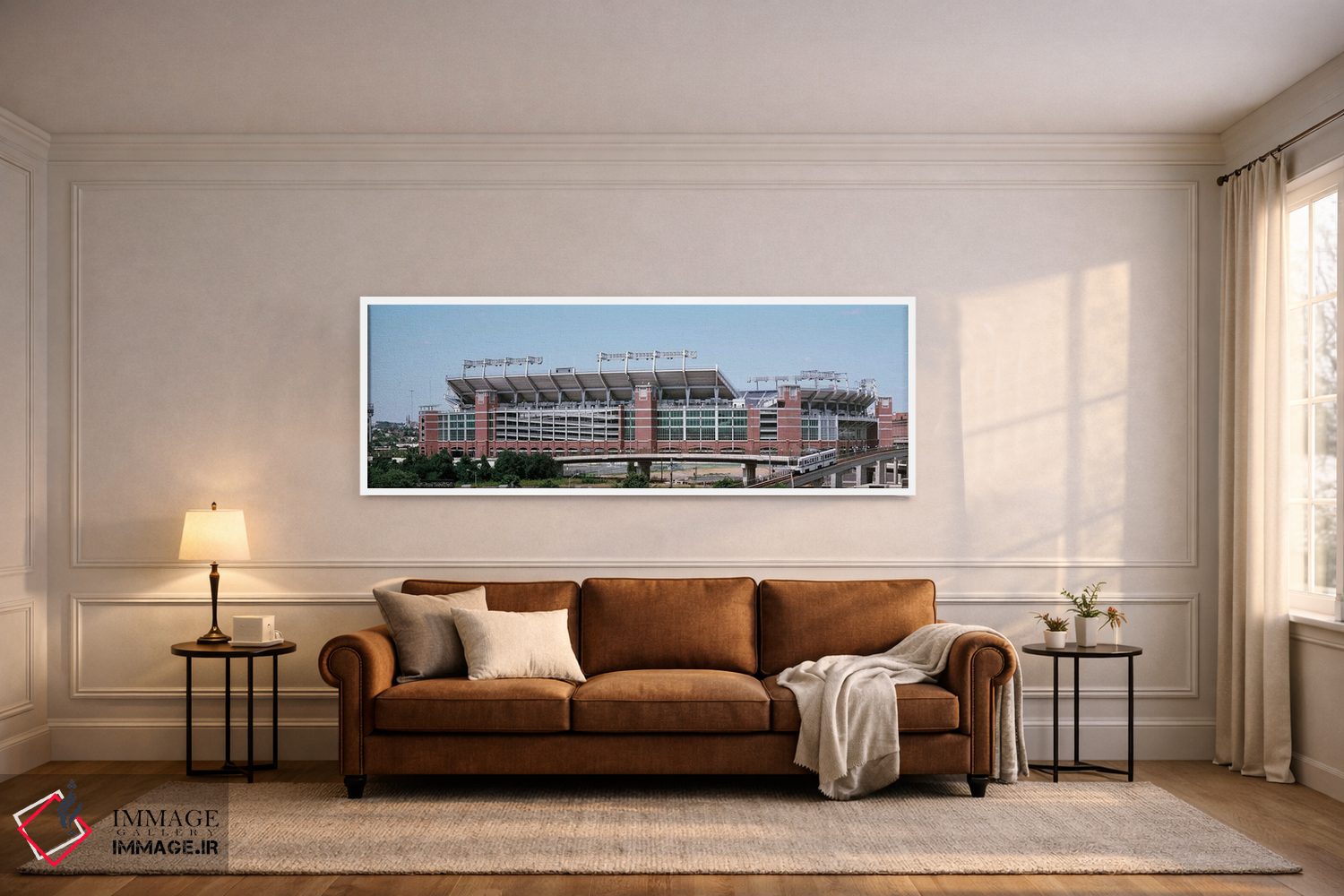تابلو دکوراتیو تراموای کابلی که از کنار استادیوم می گذرد، استادیوم بان… اثر پانورامیک ایمجز - D3W