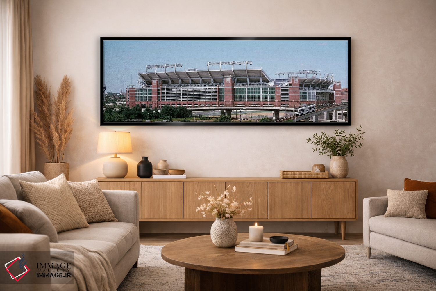 تابلو دکوراتیو تراموای کابلی که از کنار استادیوم می گذرد، استادیوم بان… اثر پانورامیک ایمجز - D4B