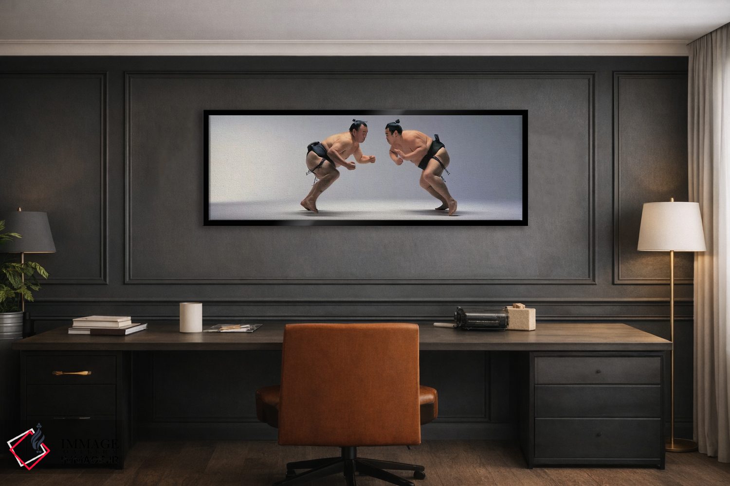 تابلو دکوراتیو کشتی گیران سامورایی، ژاپن اثر پانورامیک ایمجز - D2B