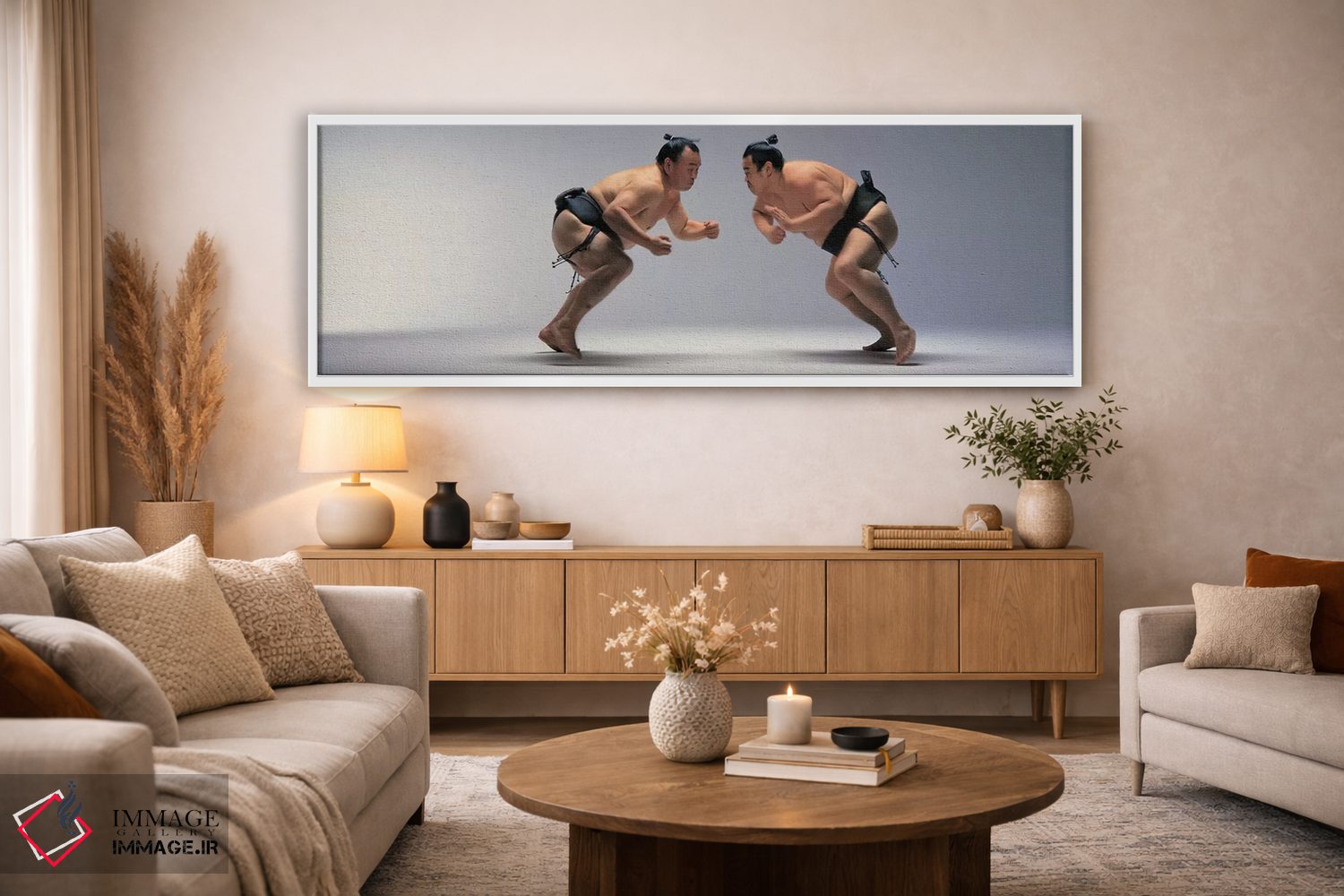 تابلو دکوراتیو کشتی گیران سامورایی، ژاپن اثر پانورامیک ایمجز - D4W