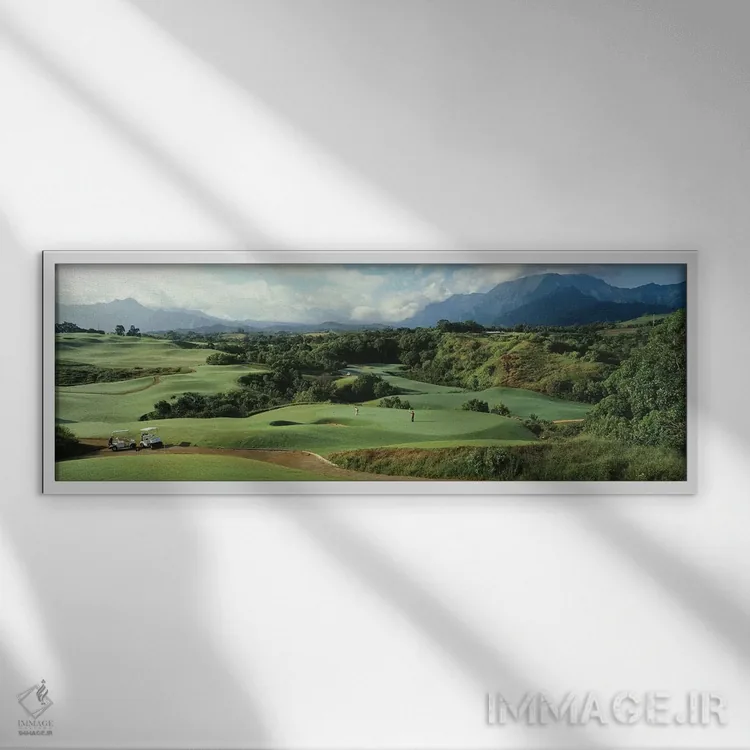 تابلو دکوراتیو نمای زاویه بلند از زمین گلف، زمین گلف پرنسویل، پرنسویل… اثر پانورامیک ایمجز - نمای قابدار سفید