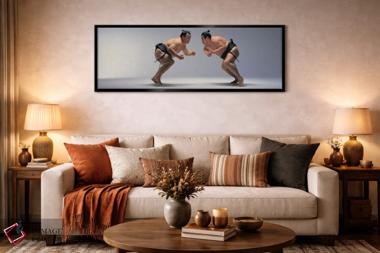 تابلو دکوراتیو کشتی گیران سامورایی، ژاپن اثر پانورامیک ایمجز - D6B