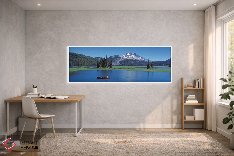 تابلو دکوراتیو قایق کانوی قرمز، دریاچه اسپارکس، ایالت اورگان، ایالات م… اثر پانورامیک ایمجز - D1W