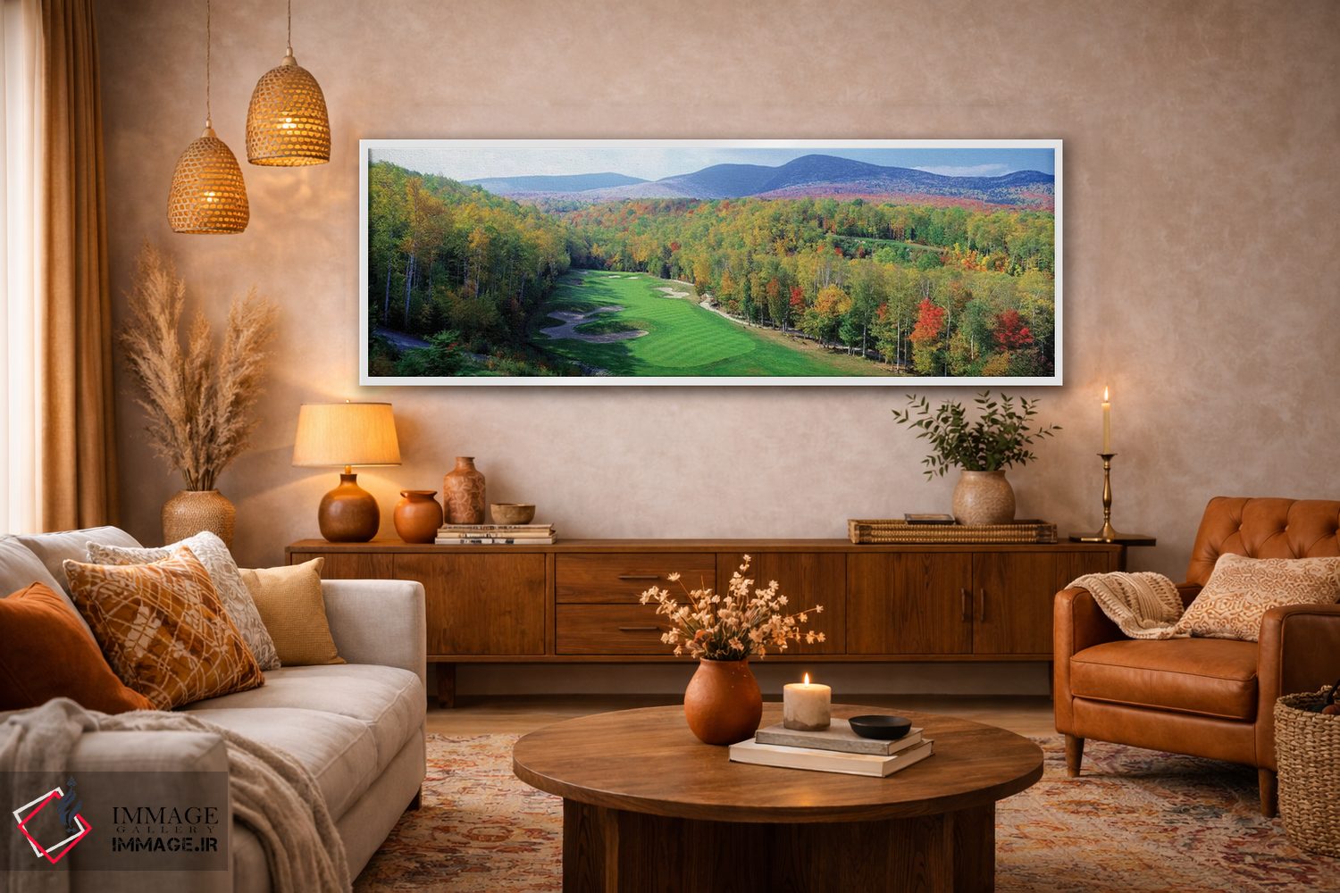 تابلو دکوراتیو نمای زاویه بلند از زمین گلف نیو انگلند، نیو انگلند، ایا… اثر پانورامیک ایمجز - D4W