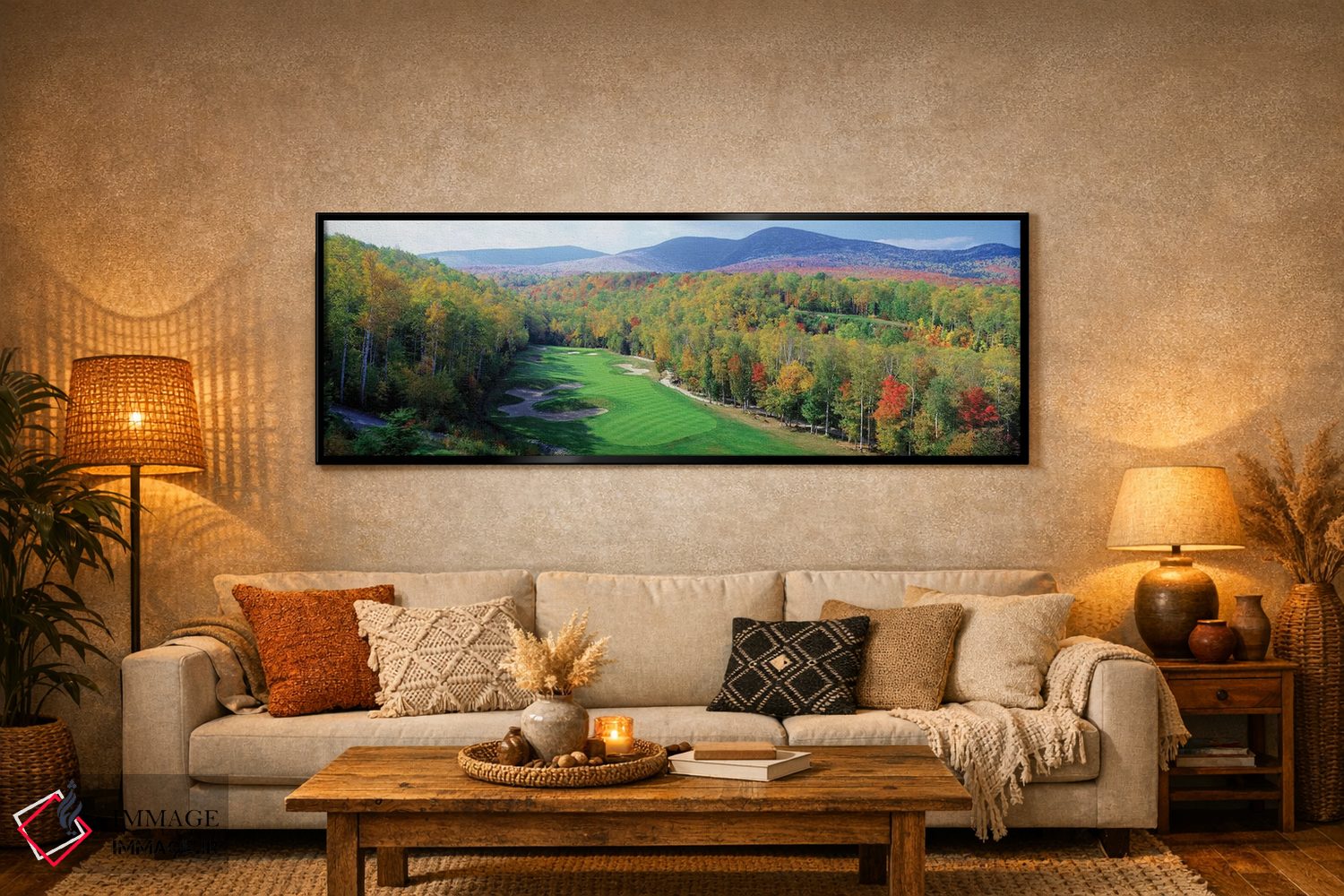 تابلو دکوراتیو نمای زاویه بلند از زمین گلف نیو انگلند، نیو انگلند، ایا… اثر پانورامیک ایمجز - D6B