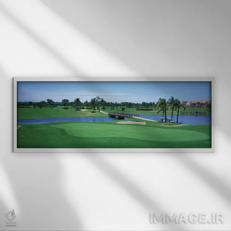 تابلو دکوراتیو زمین گلف، ساحل طلایی، کوئینزلند، استرالیا اثر پانورامیک ایمجز - نمای قابدار سفید