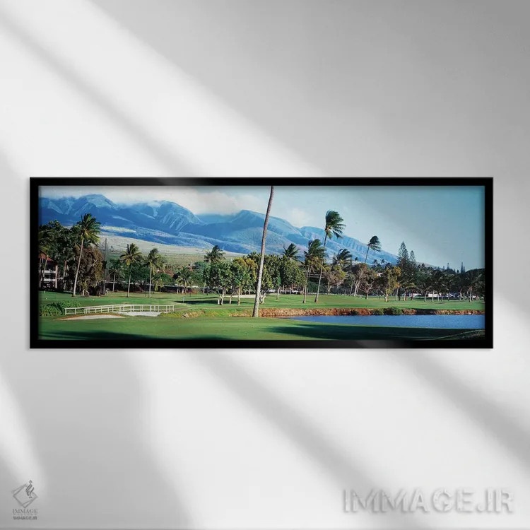تابلو دکوراتیو زمین گلف کاناپالی، ماوی، هاوایی، ایالات متحده آمریکا اثر پانورامیک ایمجز - نمای قابدار مشکی