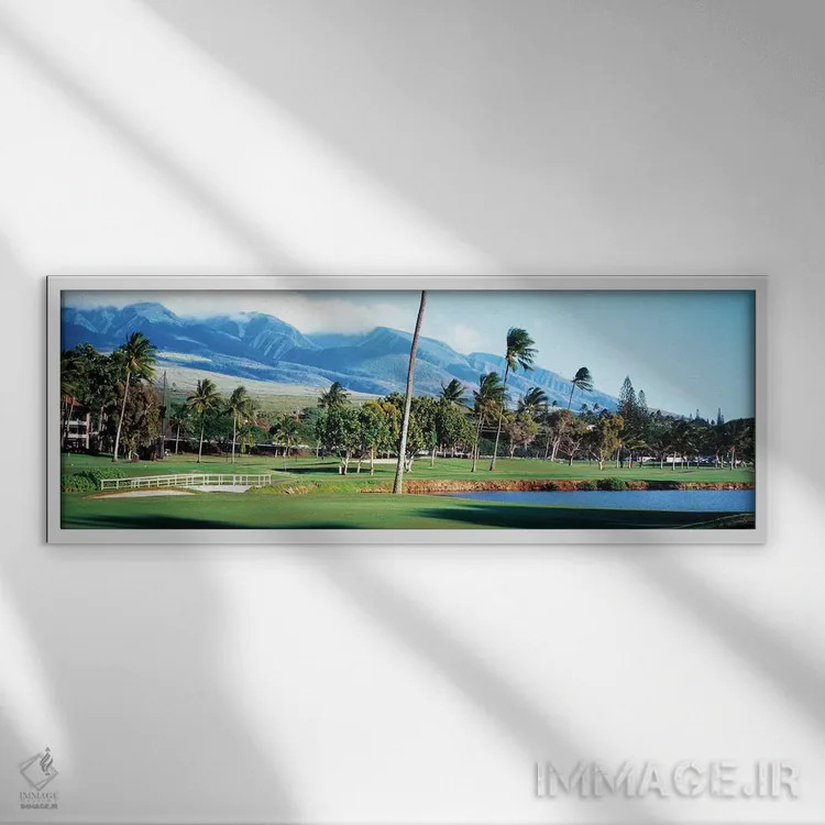 تابلو دکوراتیو زمین گلف کاناپالی، ماوی، هاوایی، ایالات متحده آمریکا اثر پانورامیک ایمجز - نمای قابدار سفید