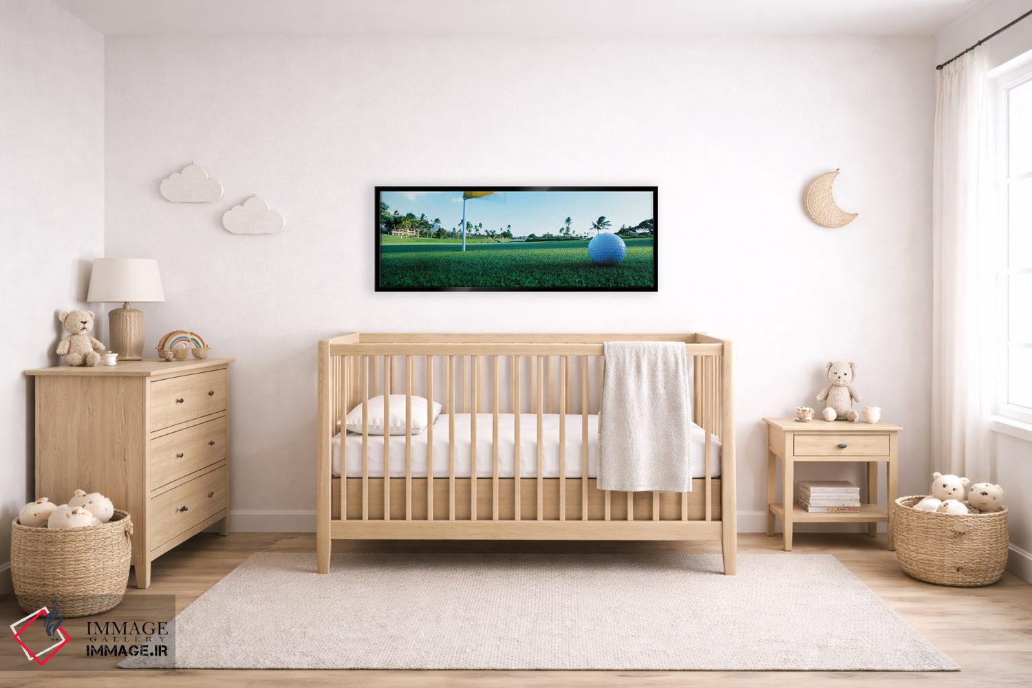 تابلو دکوراتیو نمای نزدیک توپ گلف و سوراخ، هاوایی، ایالات متحده آمریکا اثر پانورامیک ایمجز - D5B