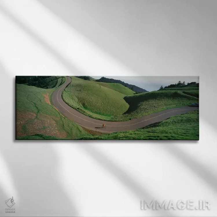 تابلو دکوراتیو دوچرخه سوار تنها، بولیناس ریج، شهرستان مارین، کالیفرنیا… اثر پانورامیک ایمجز - نمای روبهرو روی دیوار