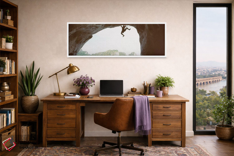 تابلو دکوراتیو سایه روشن مردی که در حال صعود از یک صخره است، ساحل رایل… اثر پانورامیک ایمجز - D1W