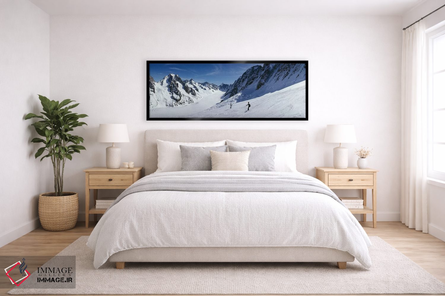 تابلو دکوراتیو نمای پشت دو نفر در حال اسکی، لس گراند مونته، شامونی، فر… اثر پانورامیک ایمجز - D6B
