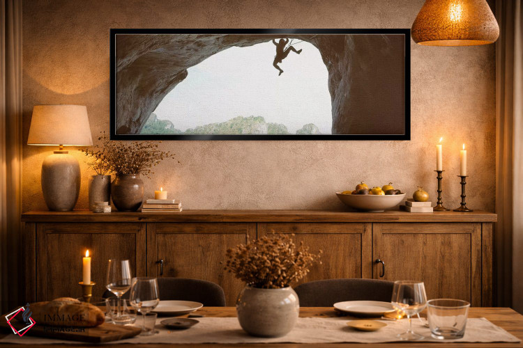 تابلو دکوراتیو سایه روشن مردی که در حال صعود از یک صخره است، ساحل رایل… اثر پانورامیک ایمجز - D3B