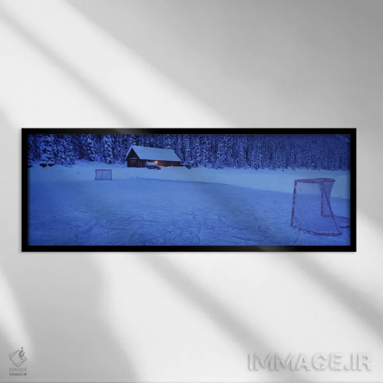 تابلو دکوراتیو rink هاکی موقت، دریاچه لوئیز، آلبرتا، کانادا اثر پانورامیک ایمجز - نمای قابدار مشکی